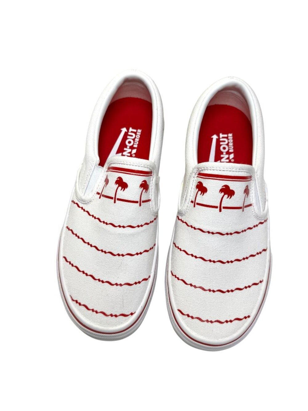 In-N-Out Burger Canvas Slip-On Shoes Iconic Red and White Drink Cup Design 7.5